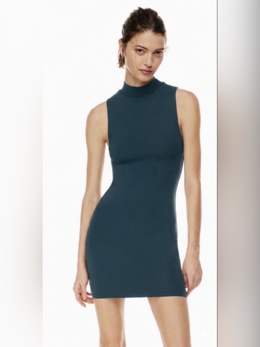Aritzia Babaton Sz S Contour Mockneck Duck Blue Mini Dress